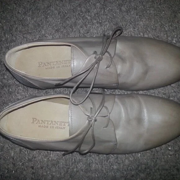 PANTANETTI-Lace Up Loafers-Taupe/Tan W/Metallic Detail-Size 35-Excellent - Picture 6 of 7